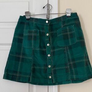 Urban Outfitters Green Checkered A-Line Skirt